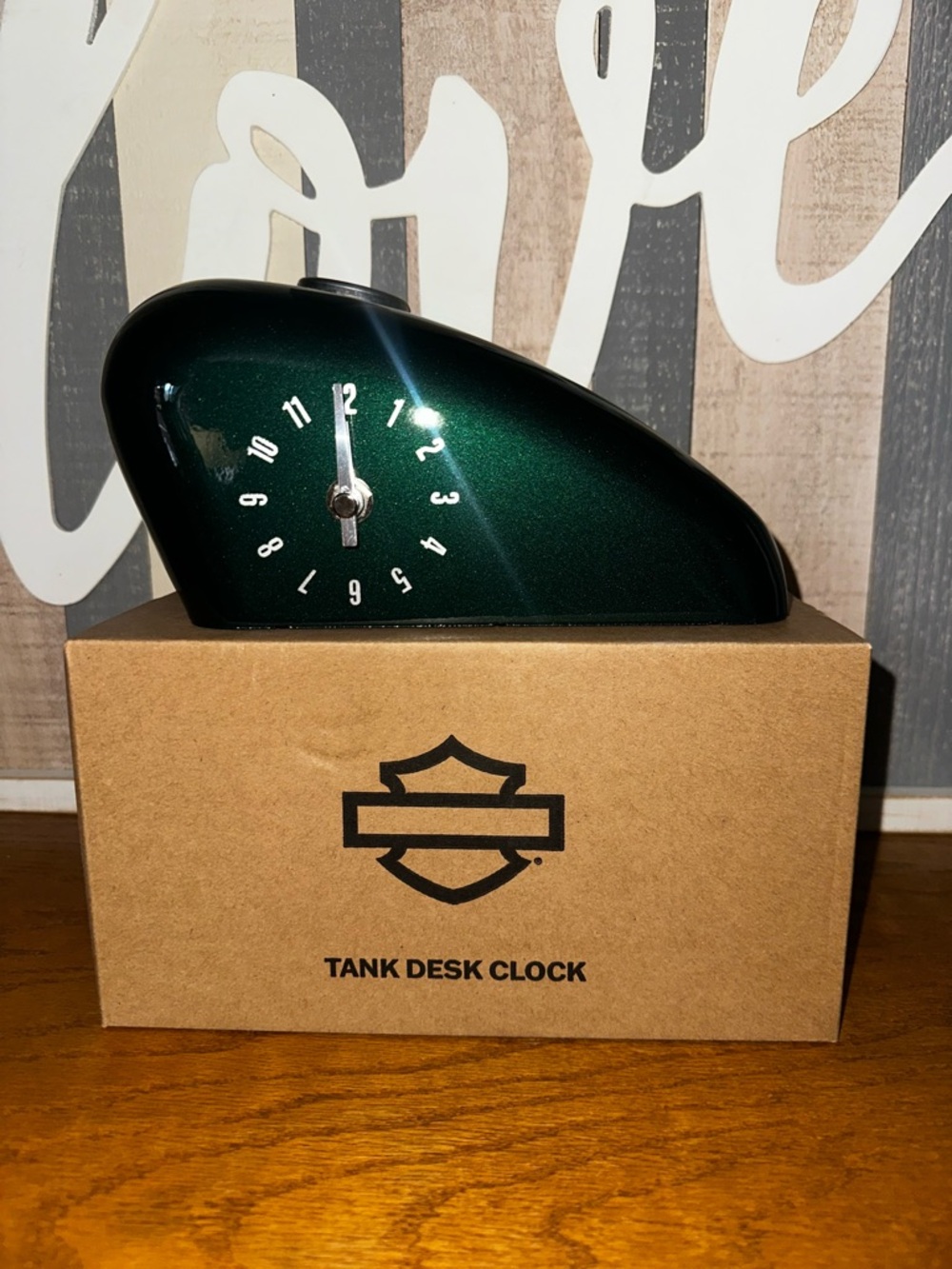 Harley-Davidson Metallic Emerald Green Tank Desk Clock